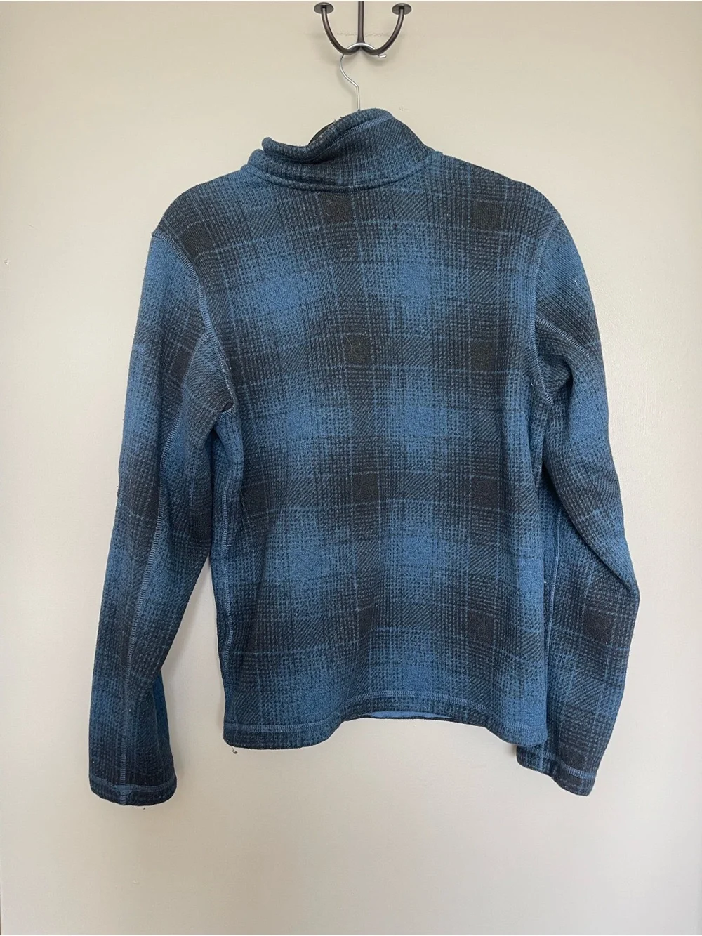 The North Face Blue Plaid Waffle-Knit Pullover